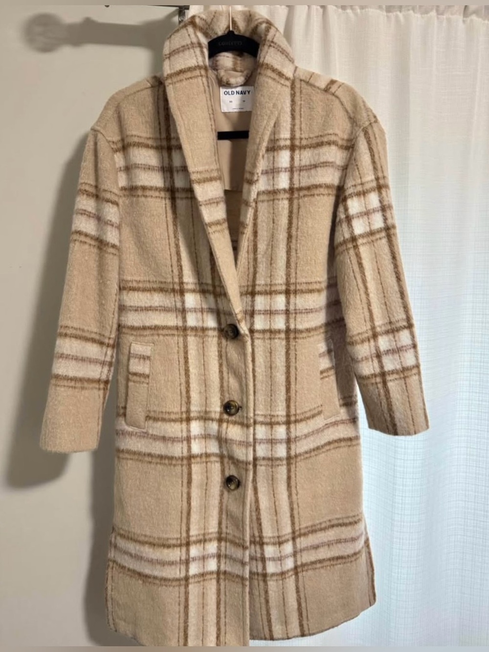 Plaid Wool-Blend Coat